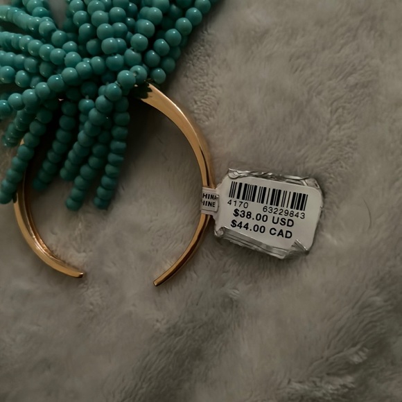 NWT turquoise beaded fringe cuff bracelet Anthropologie - Picture 3 of 5
